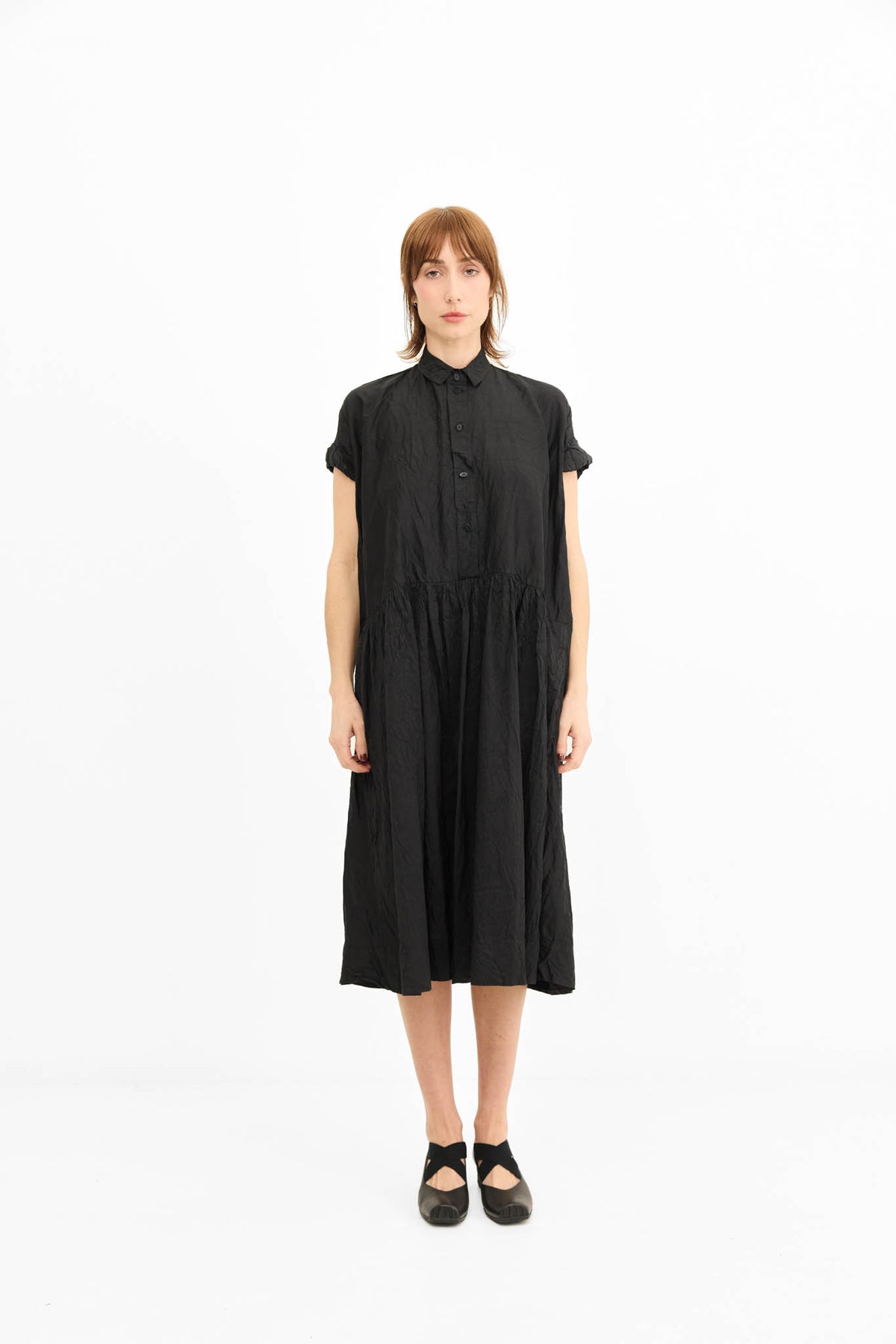 Rolled Sleeve Dress - Black