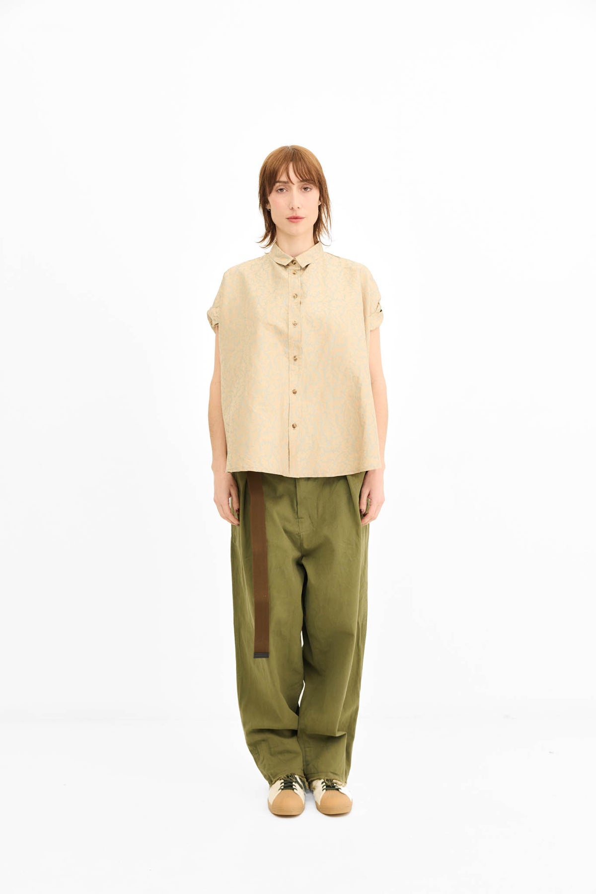 Rolled Sleeve Shirt  - latte