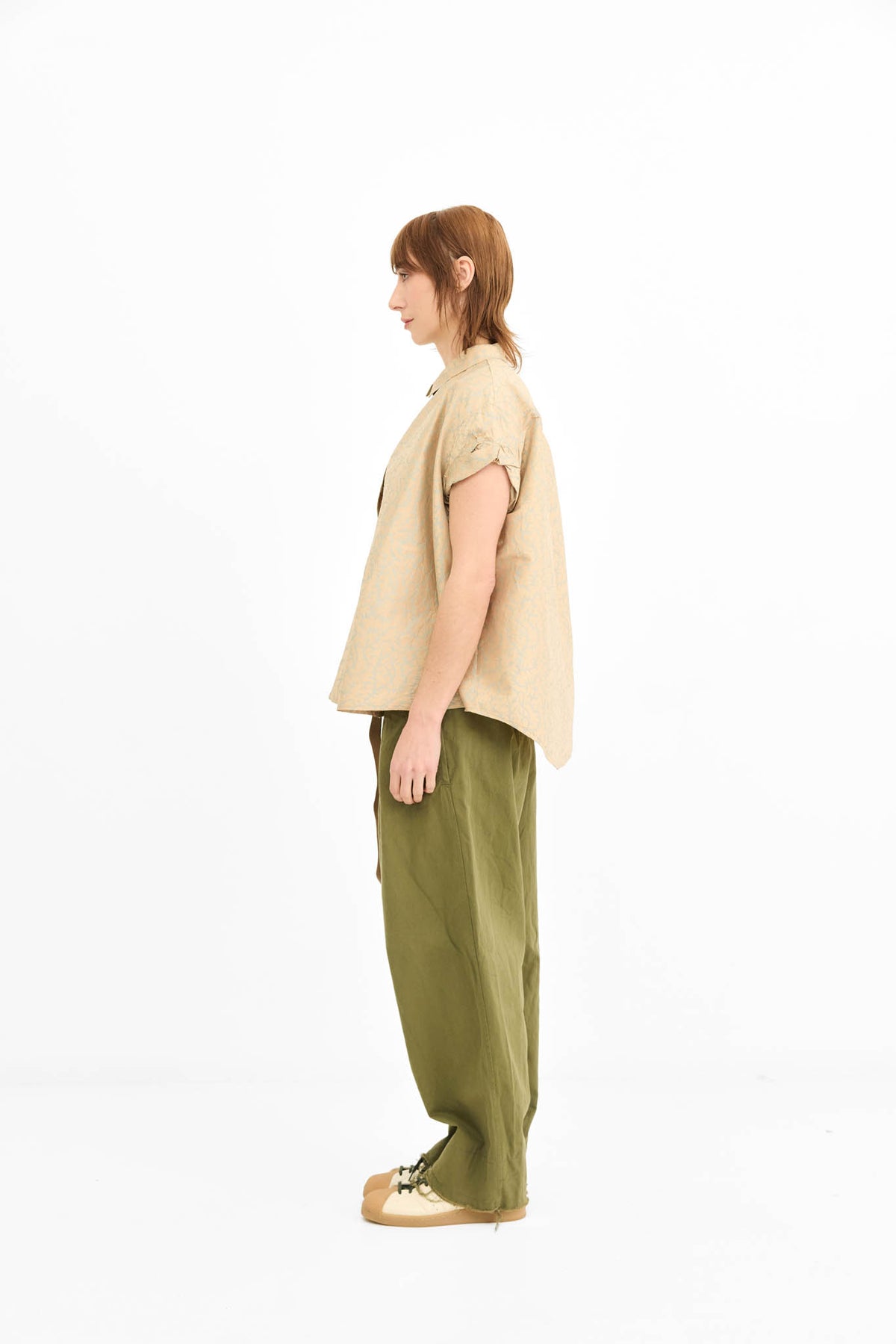 Rolled Sleeve Shirt  - latte