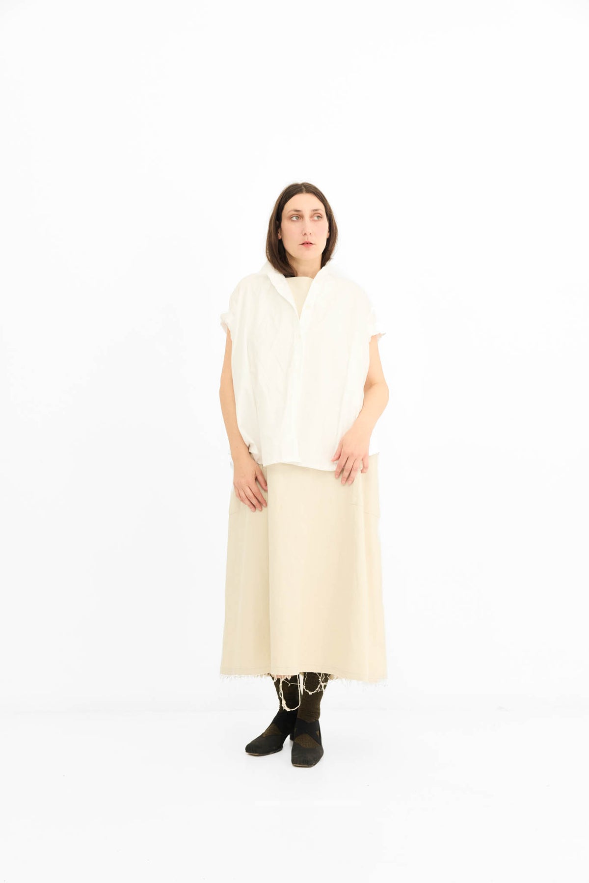 Rolled Sleeve Shirt -White