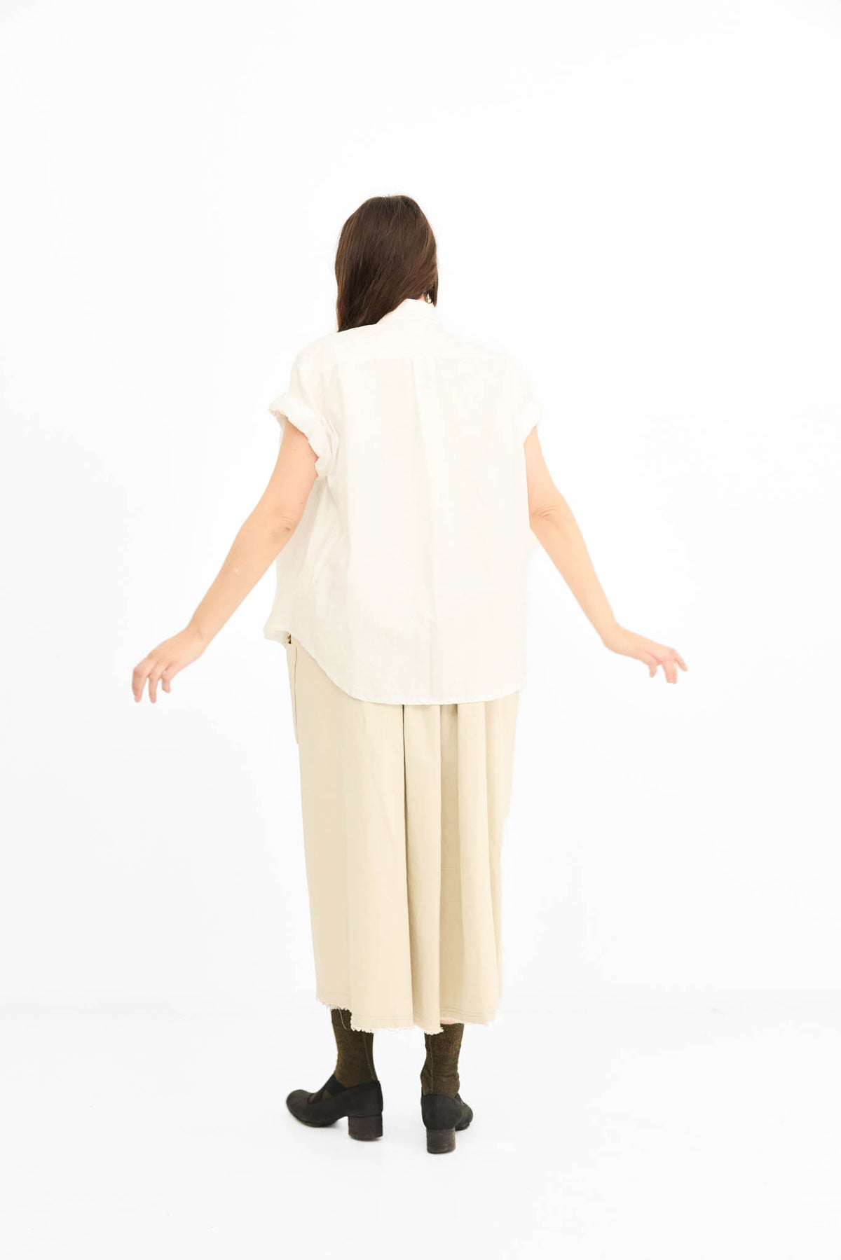 Rolled Sleeve Shirt -White