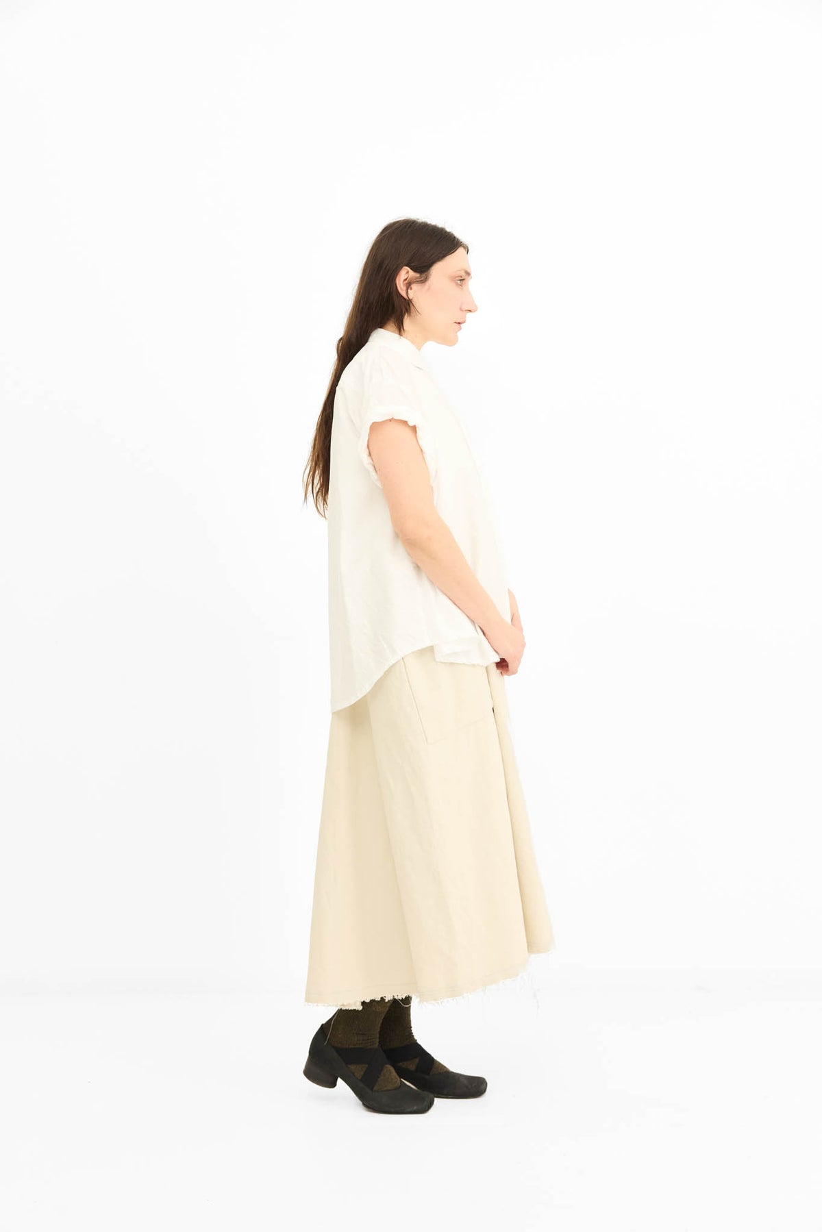 Rolled Sleeve Shirt -White
