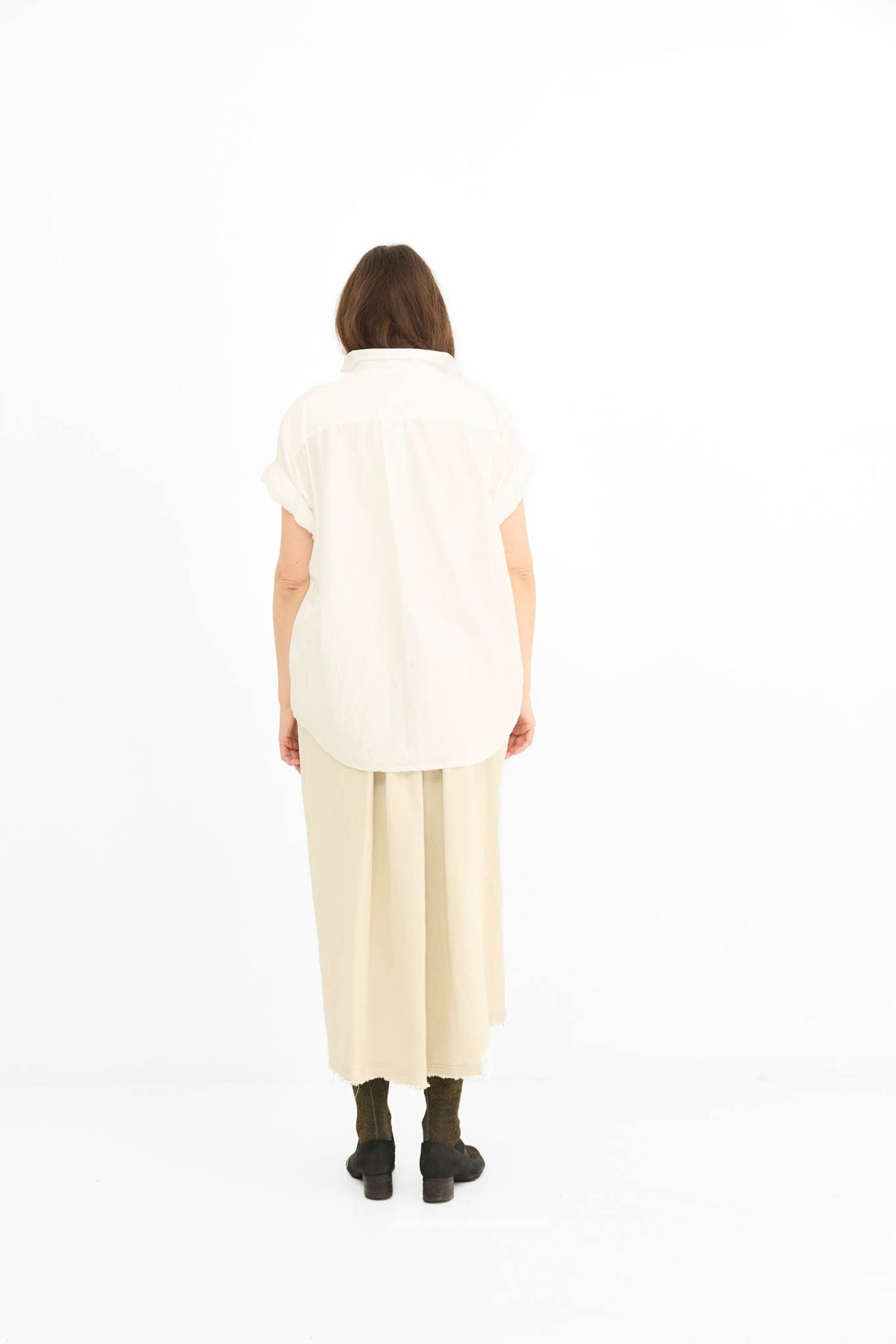 Rolled Sleeve Shirt -White