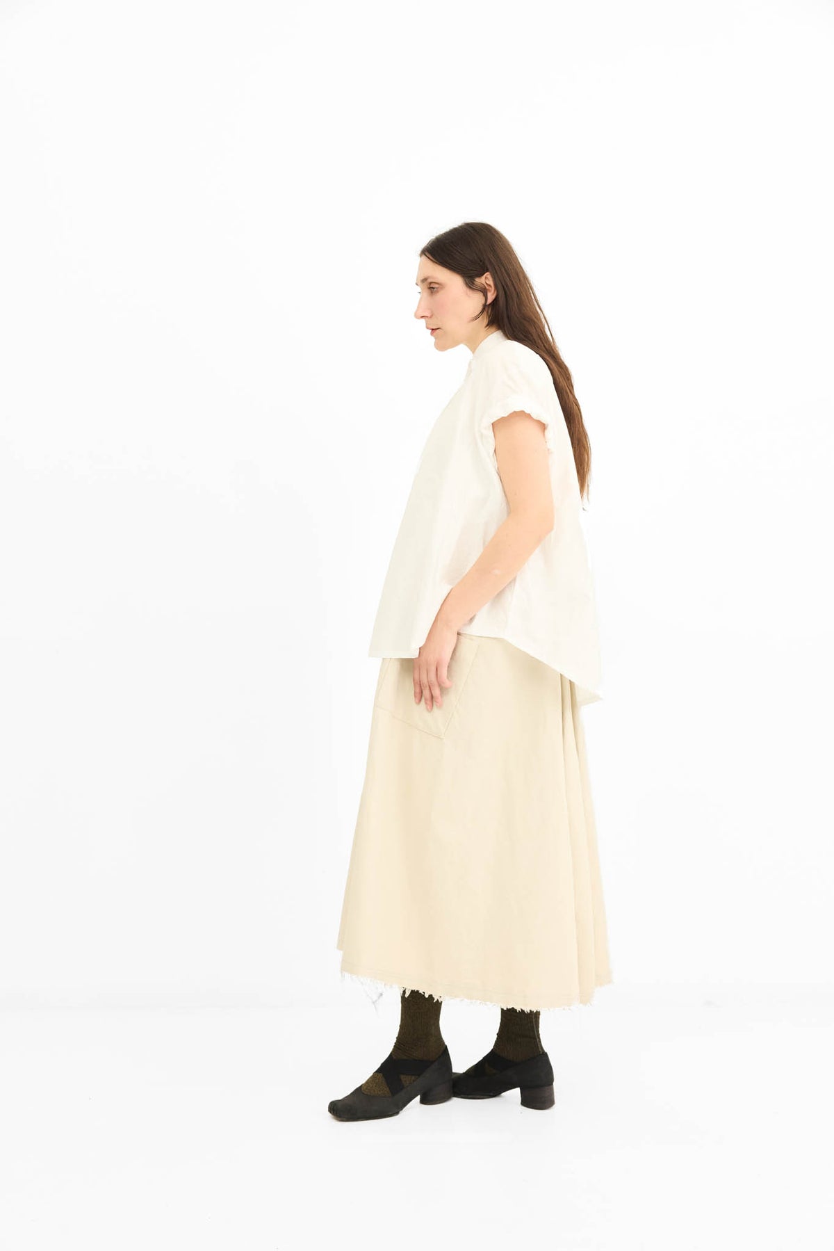 Rolled Sleeve Shirt -White