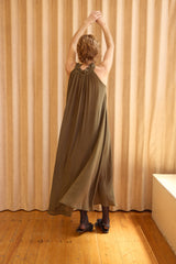 Hope Dress - Olive Silk