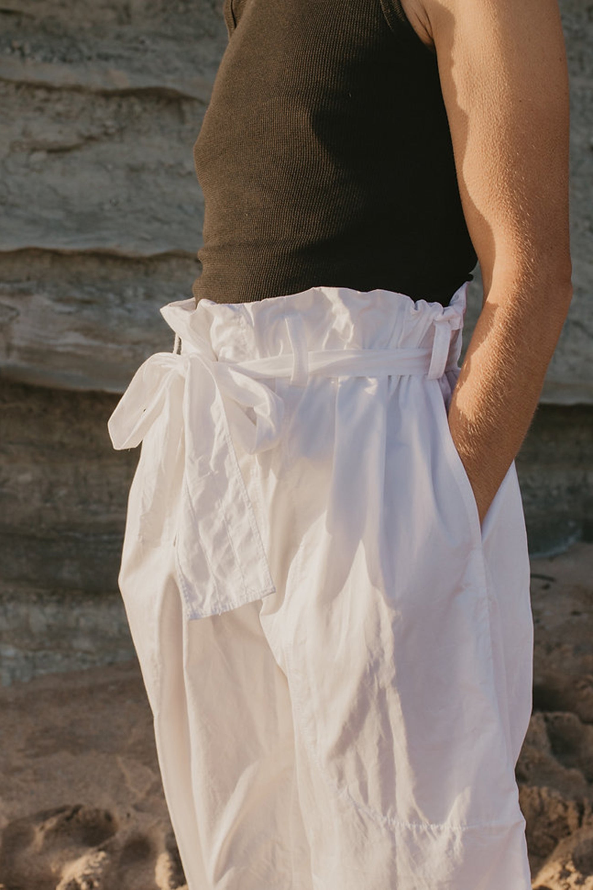 Pearl  Pants with Ties / White