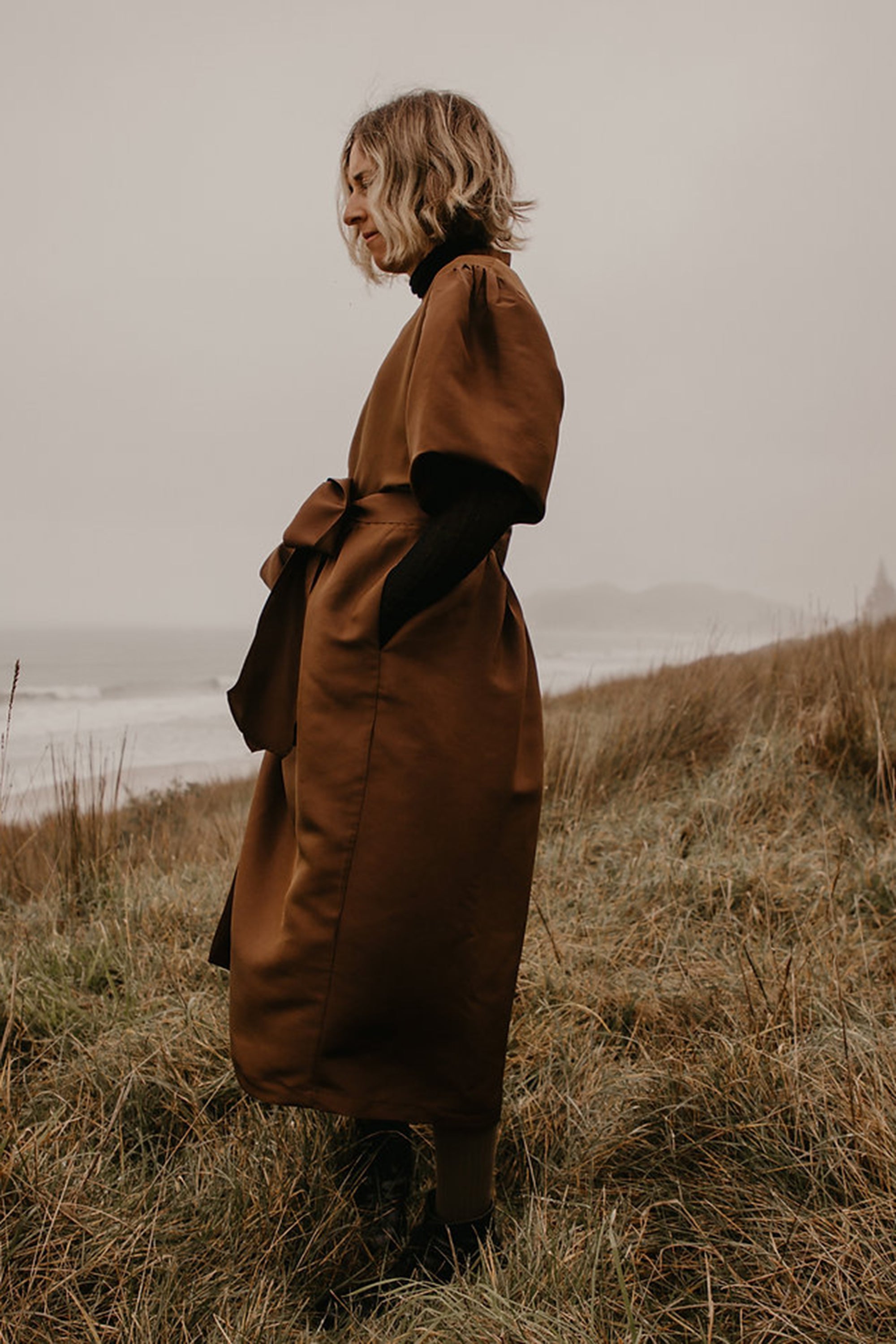 Ruby Wrap Dress with Sleeves / Cinnamon