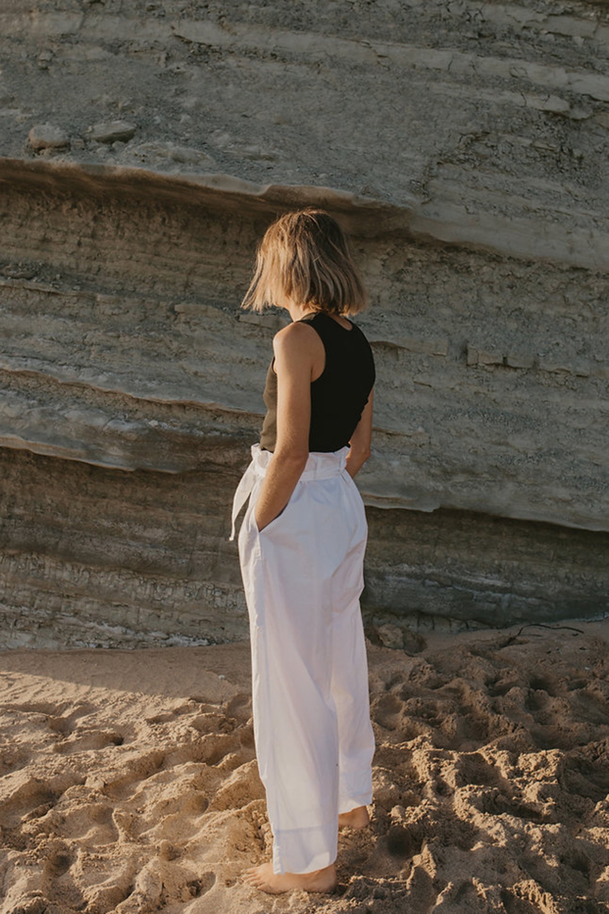 Pearl  Pants with Ties / White