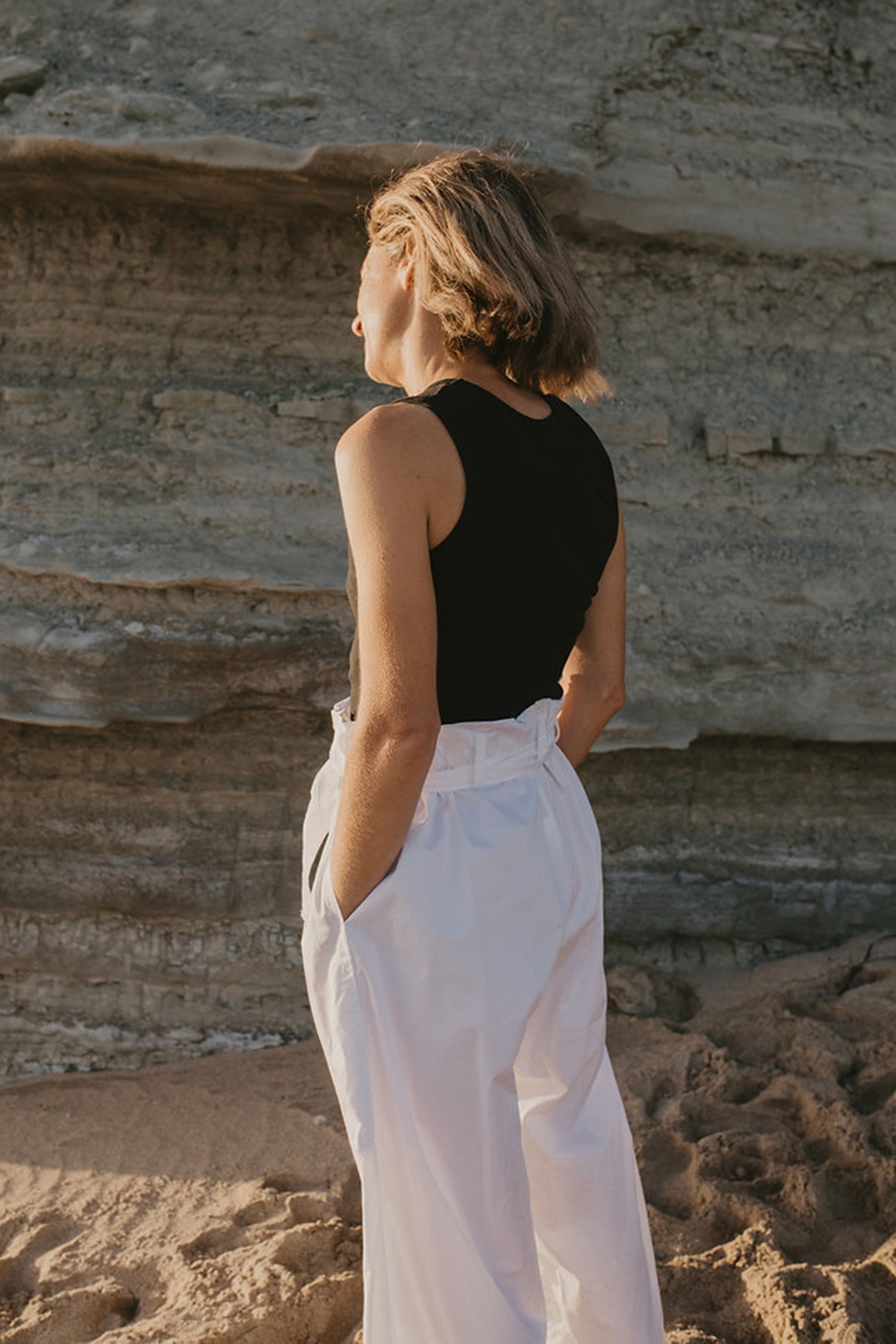 Pearl  Pants with Ties / White