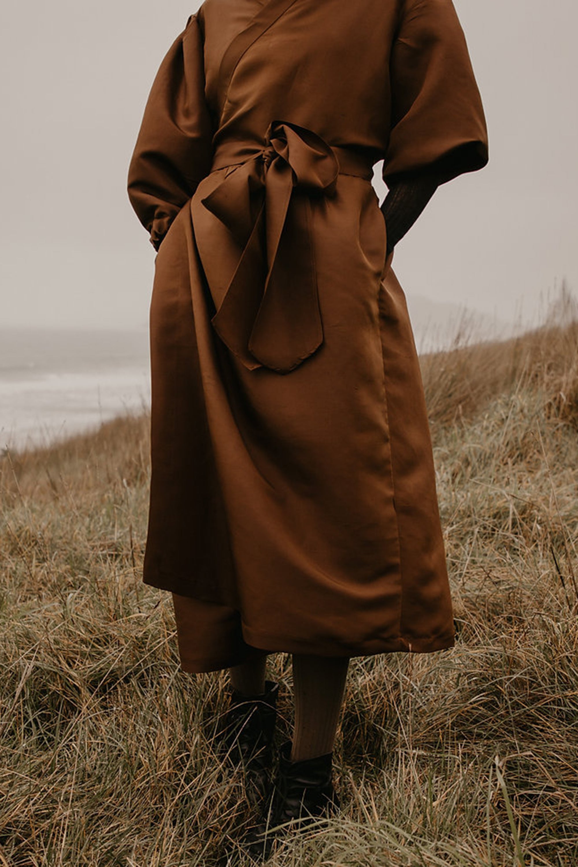 Ruby Wrap Dress with Sleeves / Cinnamon