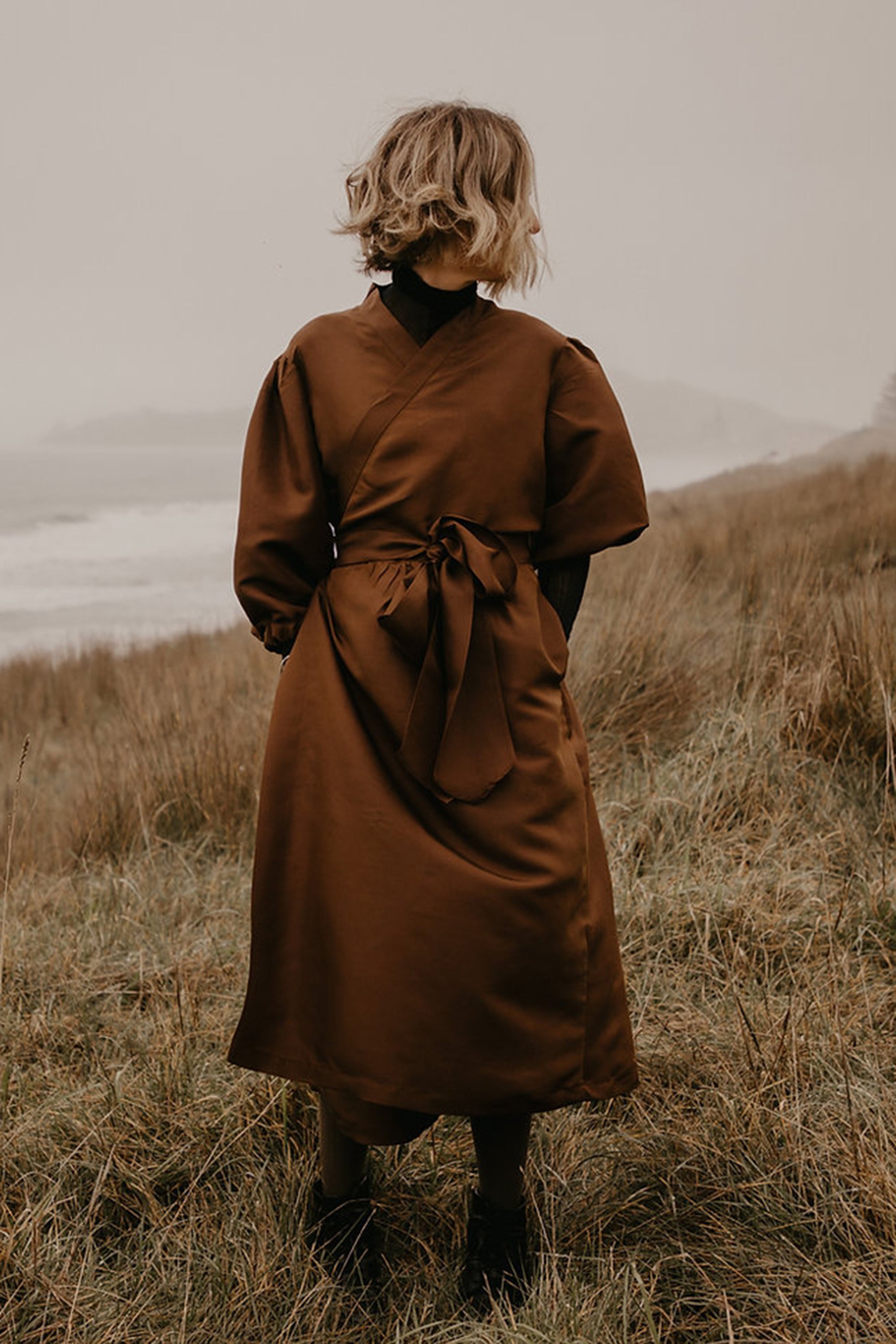 Ruby Wrap Dress with Sleeves / Cinnamon