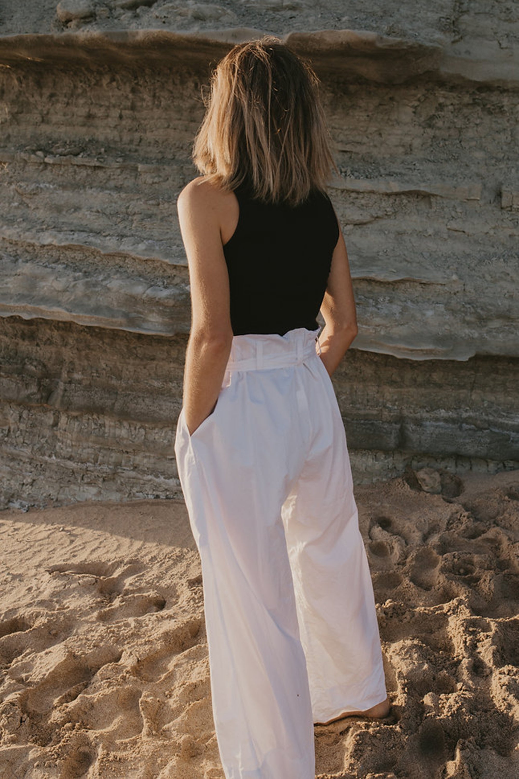 Pearl  Pants with Ties / White