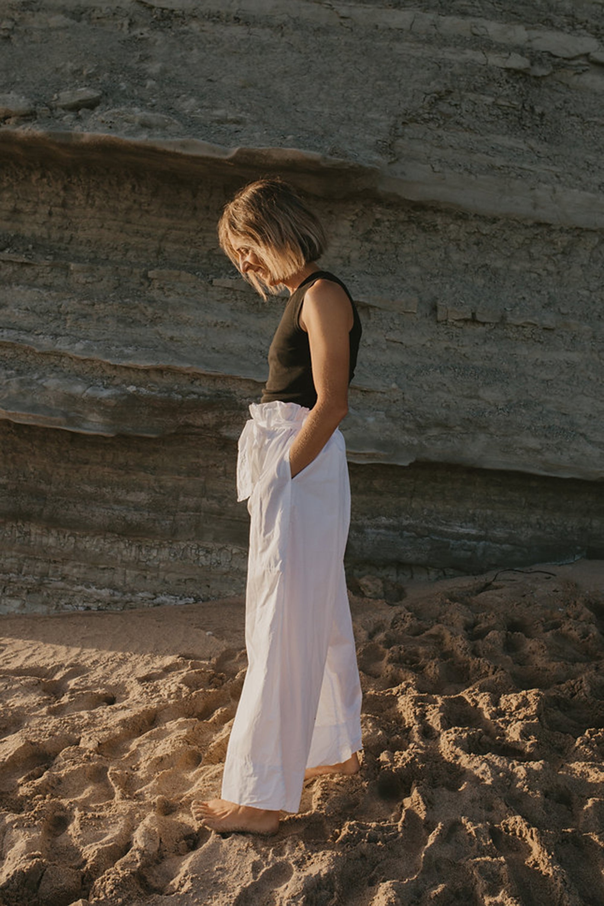 Pearl  Pants with Ties / White