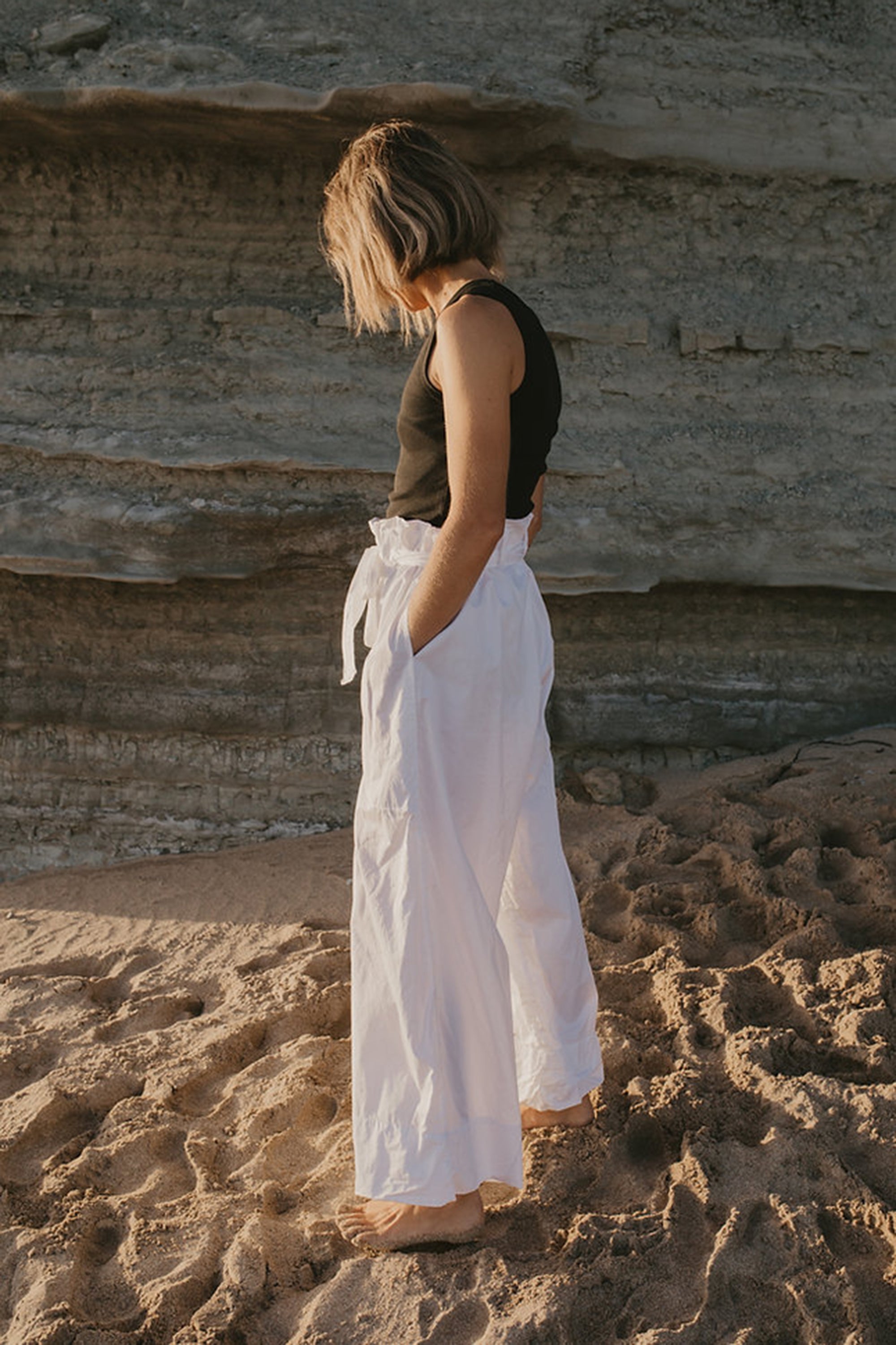 Pearl  Pants with Ties / White